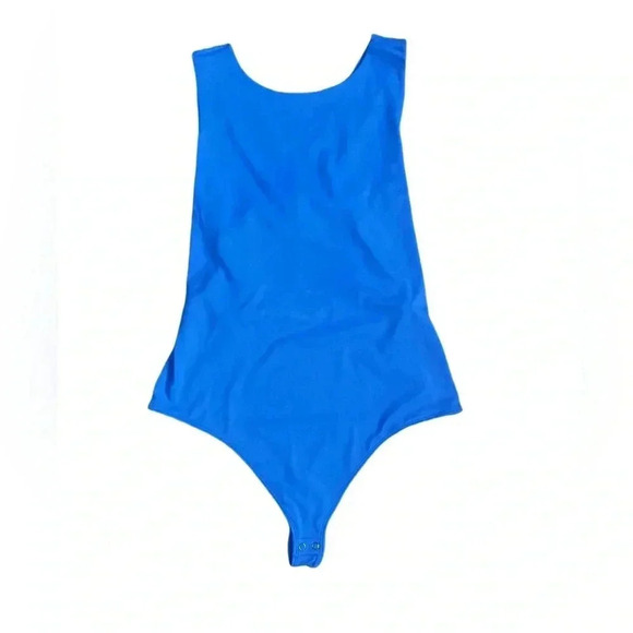 NWT Express body contour Maine blue stretch compression all inone bodysuit top L - Picture 2 of 4